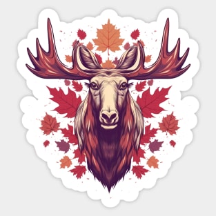 Moose with Maple leafs Canada Sticker